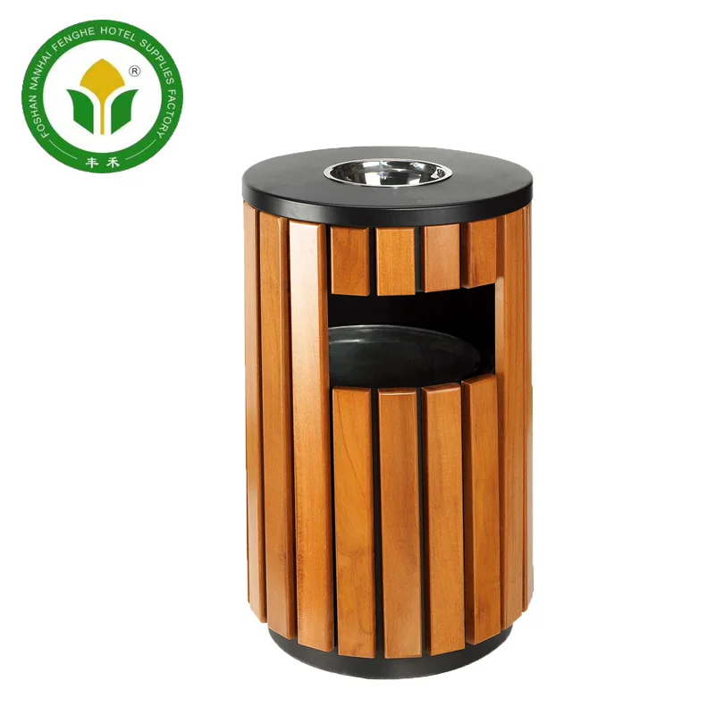 Outdoor Street Wooden Recycling Ashtray Stand Bin Waste Bin Trash Bin