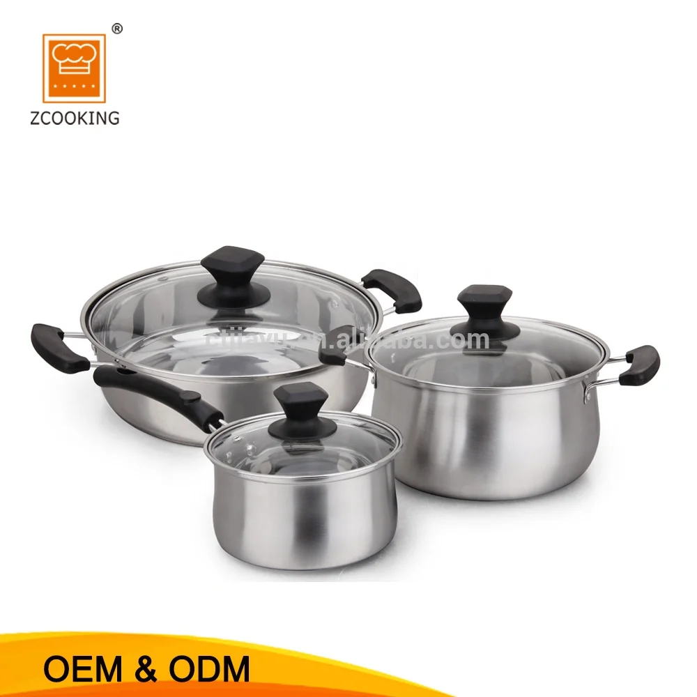 3pcs Stainless Steel Cookware Set Soup Pot Cookware Set With Milk Pot