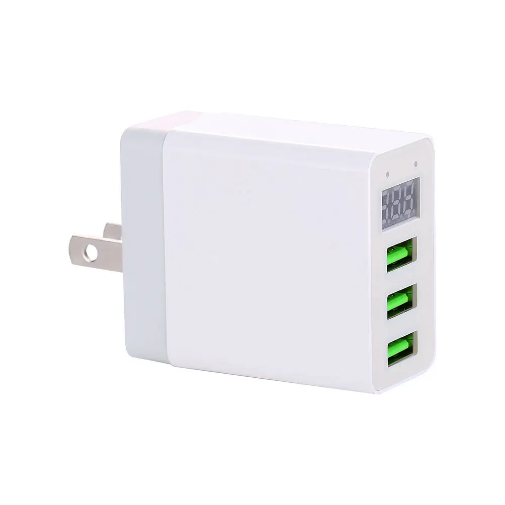 

3 USB Charger LED digital display travel charger support wall charge 3.0A digital display current voltage universal charge
