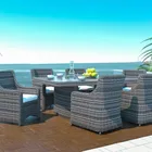 วินเทจสไตล์รอยัลatanยาวโต๊ะรับประทานอาหารและเก้าอี้6ตัวชุดหวายเฟอร์นิเจอร์กลางแจ้งลาน