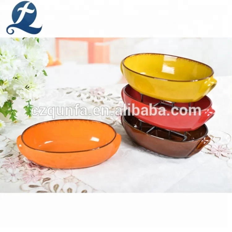 Household Printed Ceramic Baking Dish Bakeware Set With Lid