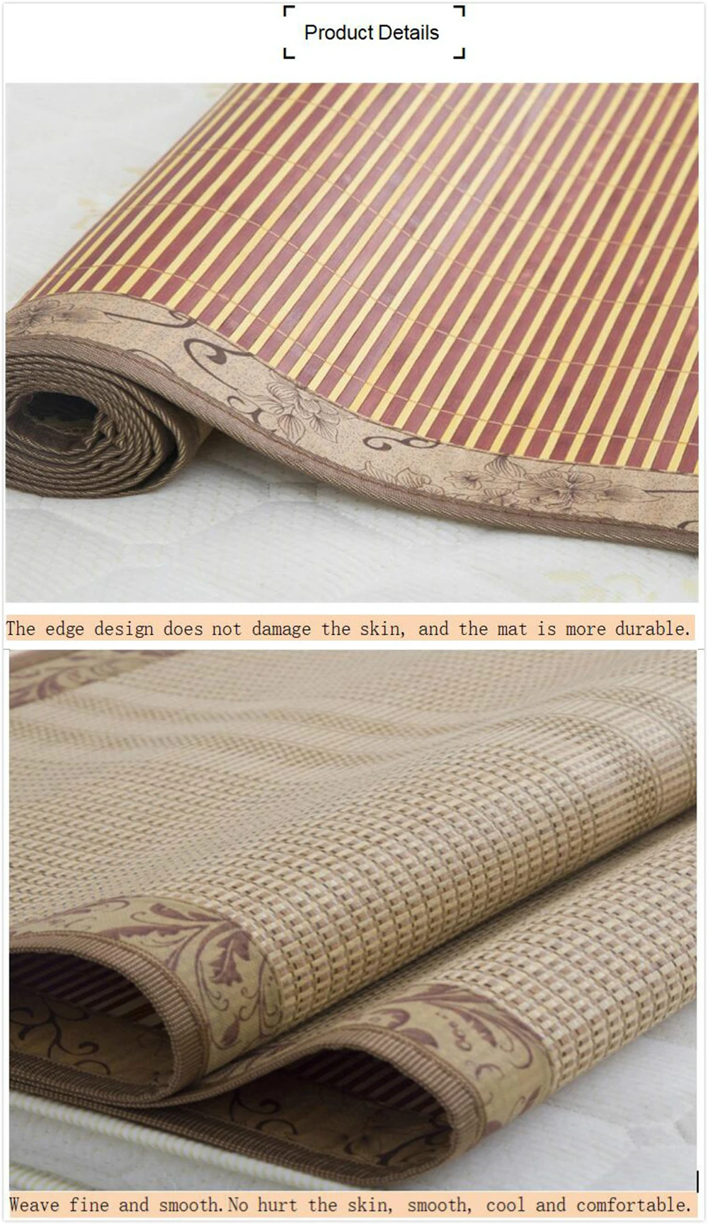 Summer Cooling Adult Bamboo Sleeping Mat Ecofriendly Bamboo Bed Mat