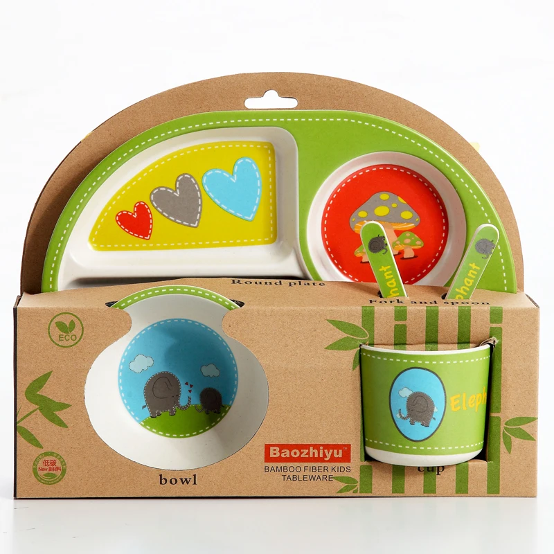

Lovely Pattern Deign Bamboo Fiber Cartoon Children Tableware Set Fork/Spoon/Bowl/Cup/Plate Sets, Available