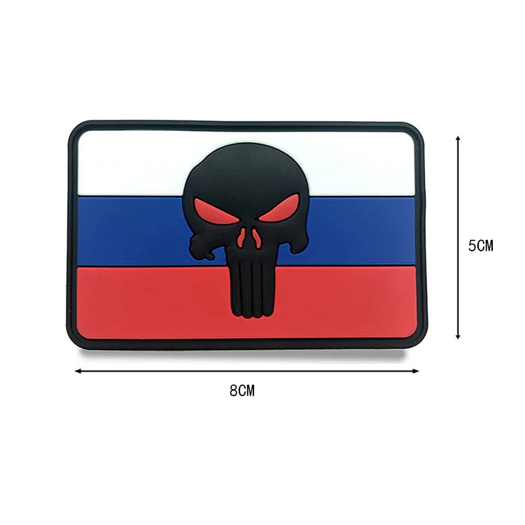 Russian Flag Skull Head Pvc Patch For Backpack Armband Custom Wholesale ...