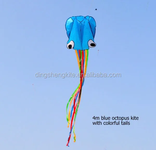 4m blue octopus  kite with colorful tails.jpg