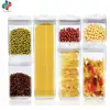 ZNK00038 Factory direct 7 Pieces 1900ML/1200ML/800ML/500ML Plastic Square Dry Food Cereal Storage Airtight Food Container Set