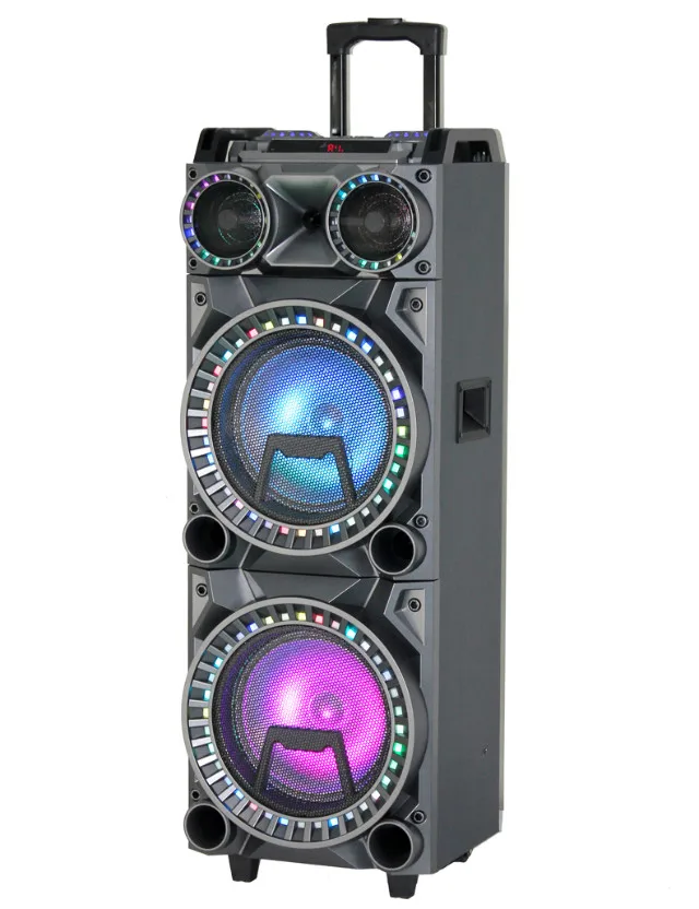 

Popular Karaoke dual 10 inch wireless wooden box speaker outdoor led speaker