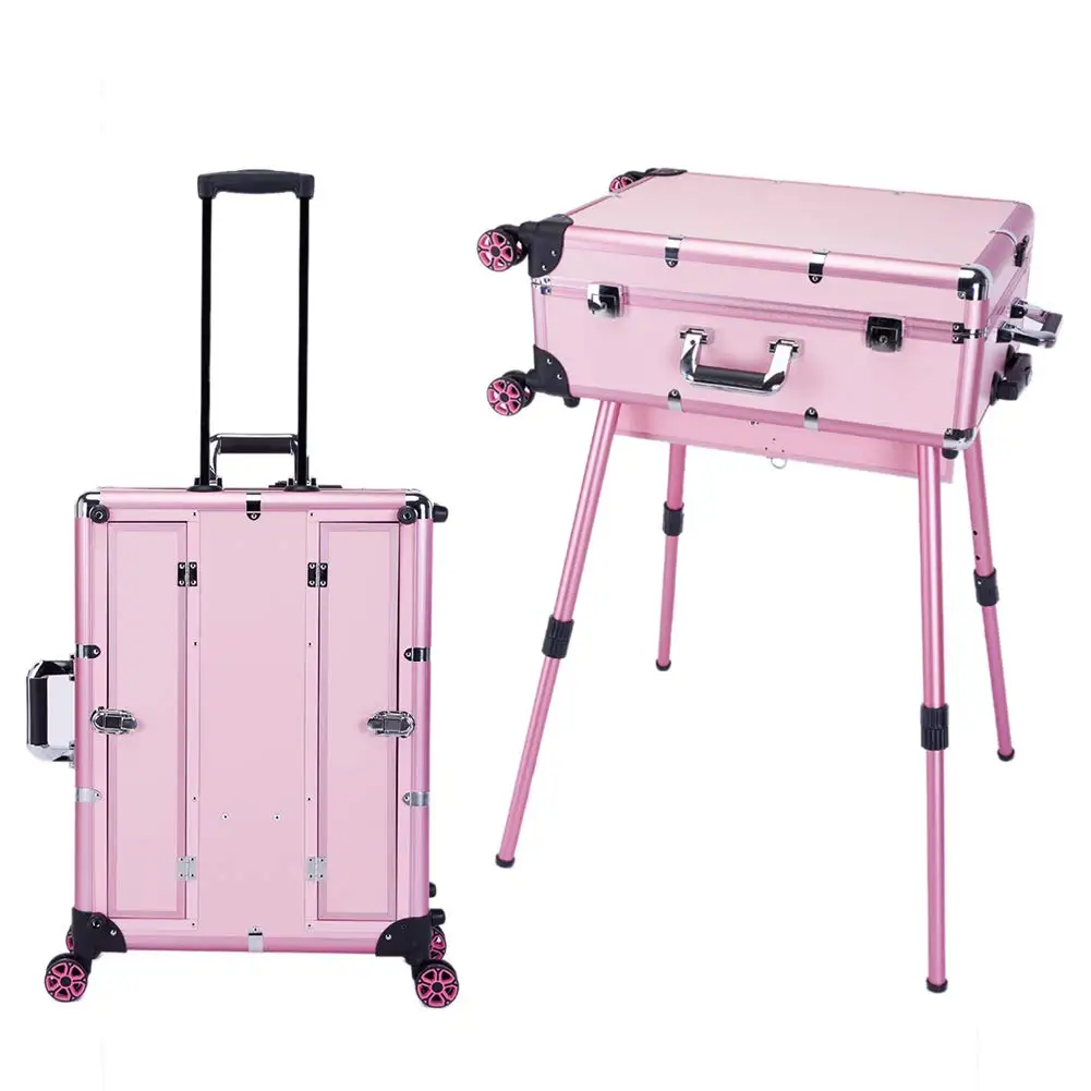 rolling trolley aluminum cosmetic case