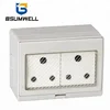 South Africa IP55 waterproof 250VAC 16A 2 Gang electrical power double Socket 16amp 3 pin Multiple plug socket with CE Approval