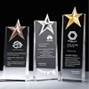 2019 best quality golden star crystal glass trophy