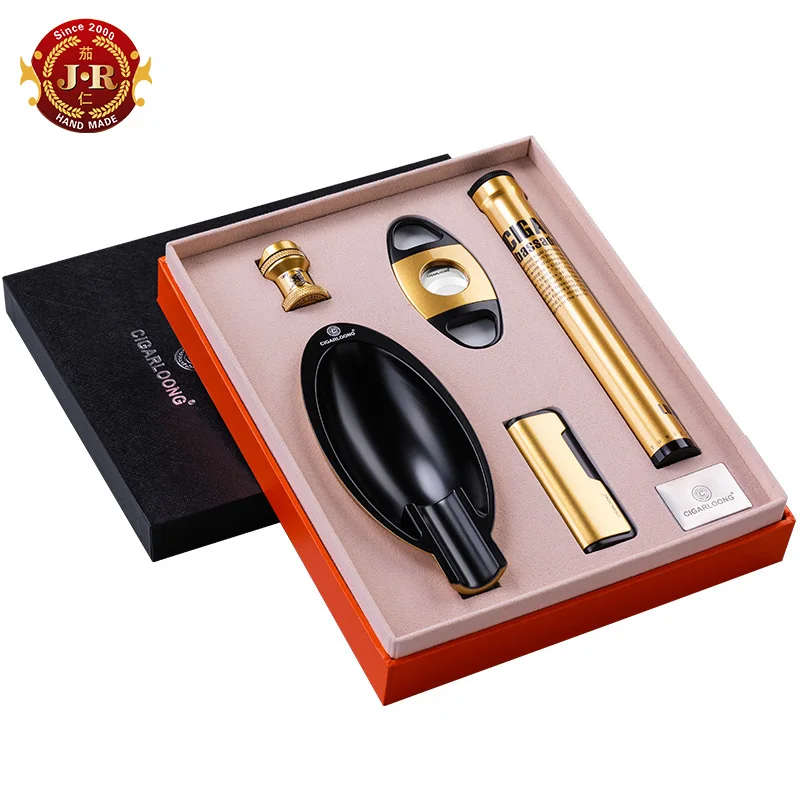 

Cigar ashtray 5-piece suit windproof lighter cigar cutter CC-CQ0003A