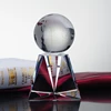 3D Laser Etched Transparent Crystal Glass Globe Ball Award Trophy with Trapezoidal Base