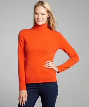 High Quality Hot Orange Tight Cashmere Turtleneck Women Sweater ...