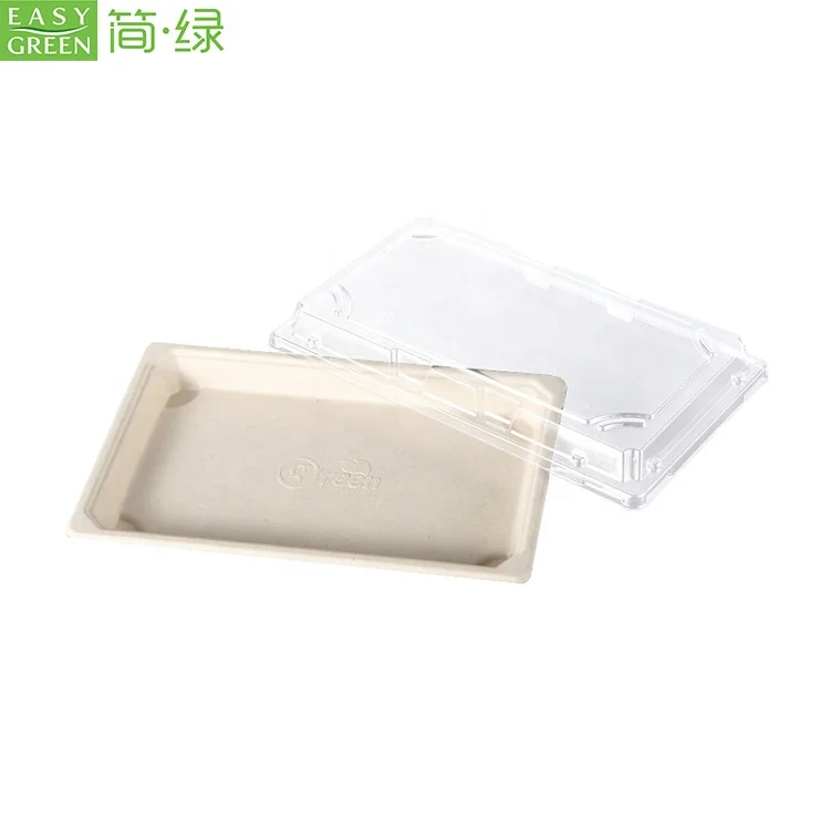 

Easy Green Biodegradable Recycled Microwavable Paper Food Pulp Sugarcane Bagasse Board Tableware Tray, Natural