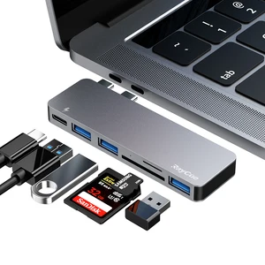 USB C Hub TF Card Reader OTG Adapter & Dual USB Ports MacBook