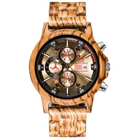 

Hot sale Custom logo zebra wood watches mens waterproof chronograph wooden watch