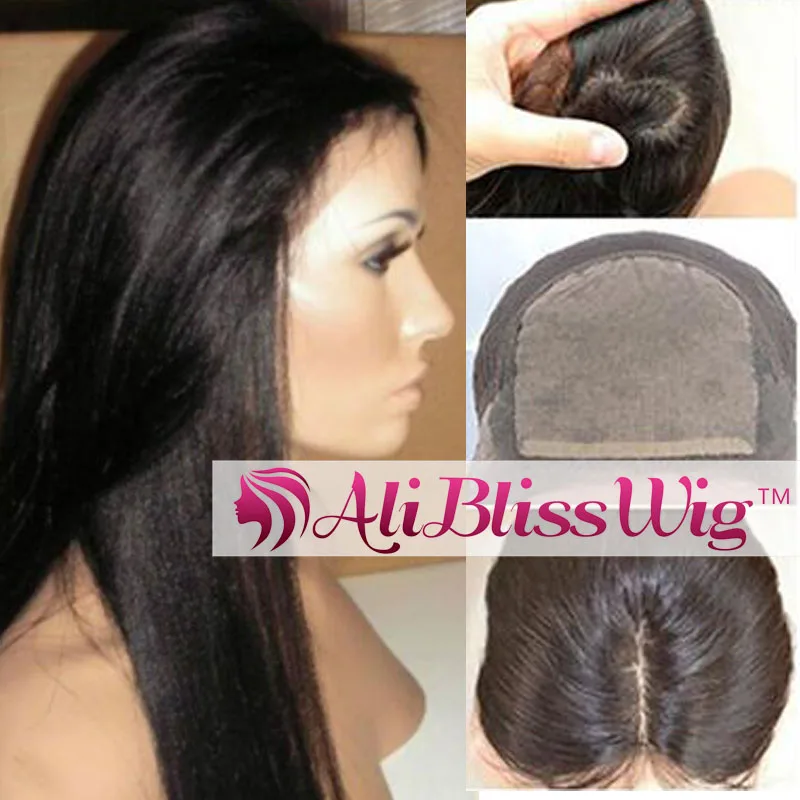 

Silk Base Human Hair Wigs For Black Women Yaki Straight Front Lace Wigs Virgin Remy Brazilian Lace Wigs