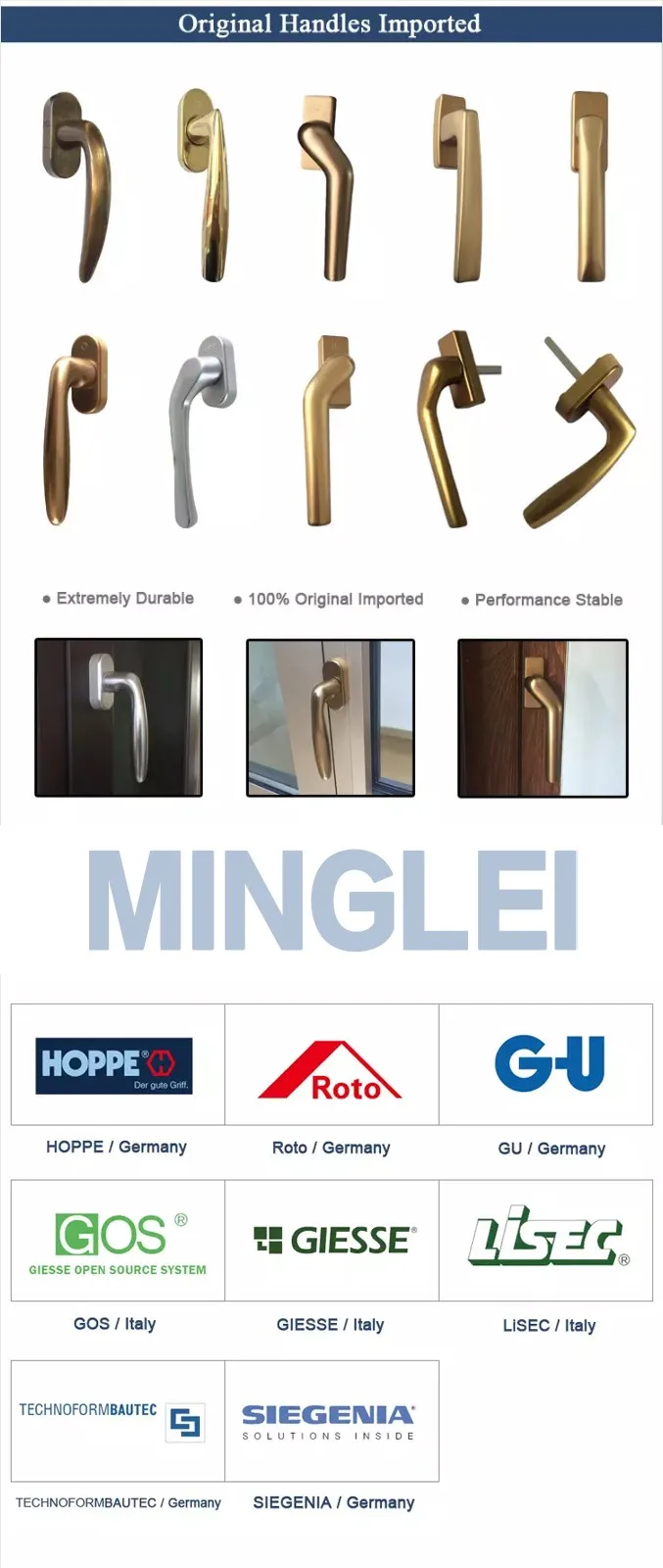 Minglei European Standard Windows High Efficient Thermal break aluminum Triple glass Tilt&Turn windows supplier