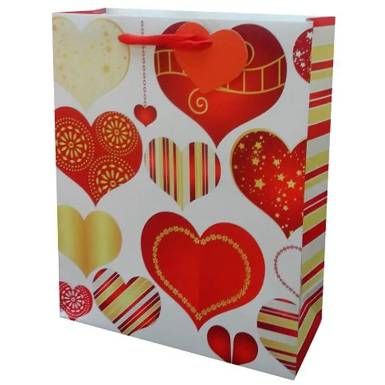 New Design Romantic Birthday Craft Paper Gifts Bags Small Brown Paper Bags With Printed Rope Handle Paper Carrier Bags