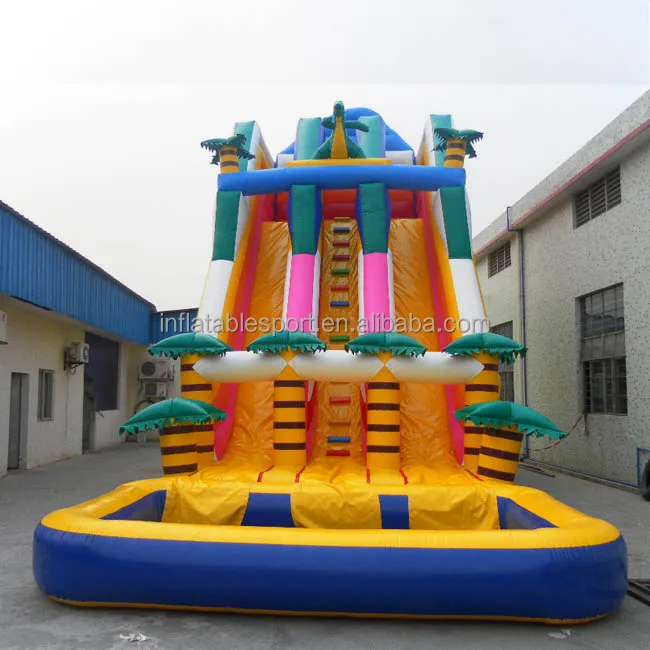 
Best quality two pools inflatable water slide 