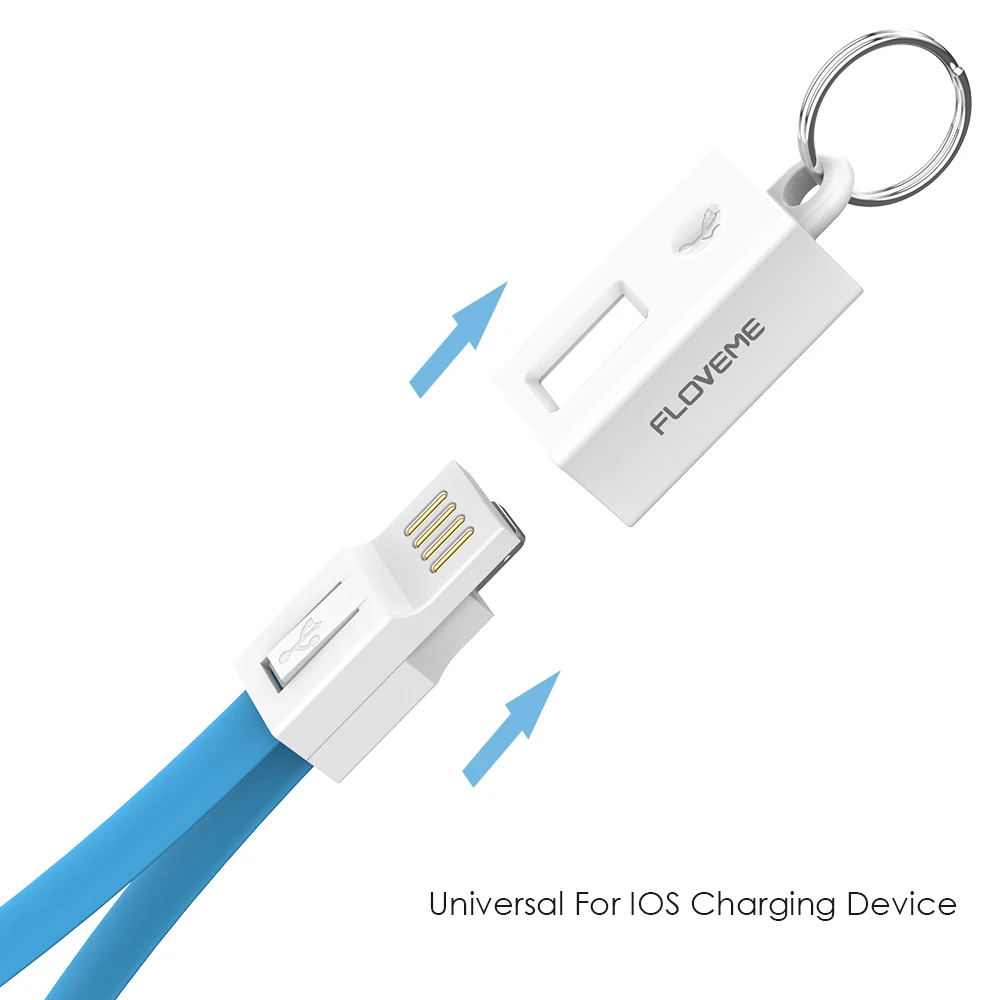 

Free Shipping 0.2m Keychain USB Cable for iPhone FLOVEME Candy Color Data Charging Phone Cable