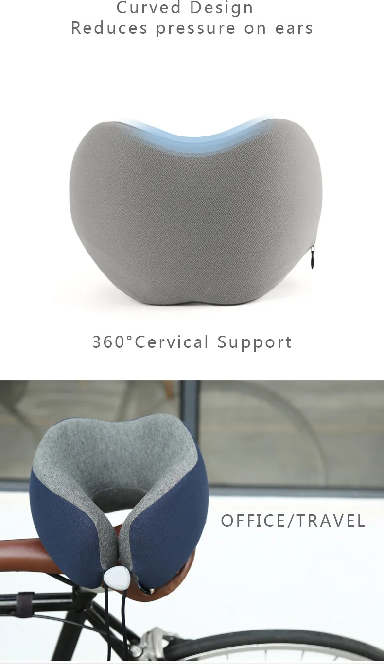 100% Pure Memory Foam Neck Pillow Airplane Travel Kit with eye mask and ear plug travel pillow