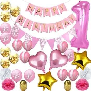 baby girl 1st birthday balloons