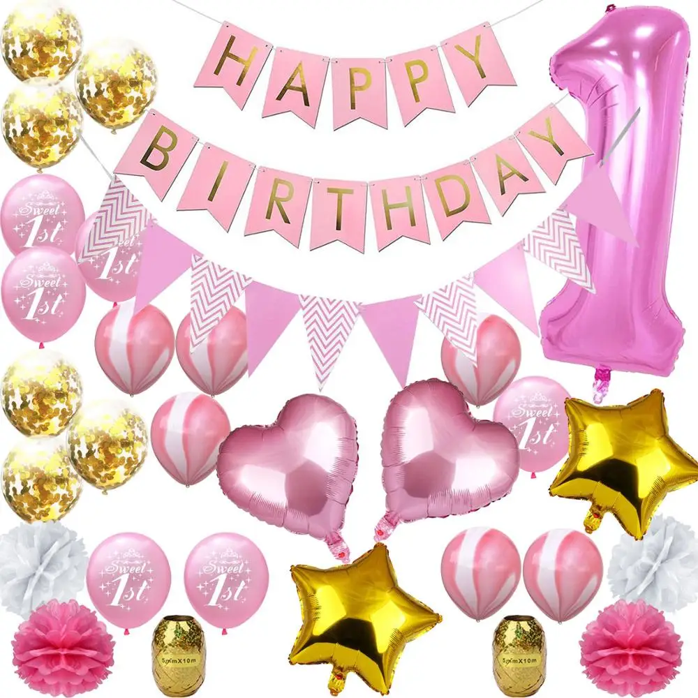 birthday banner pink set baby girl 1st birthday party balloons buy 1st birthday party balloons 1st birthday balloon baby girl foil balloon product birthday banner pink