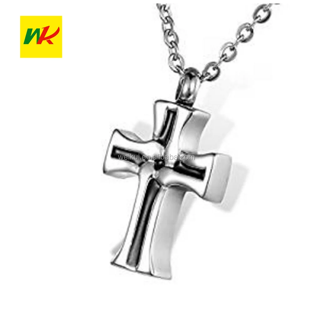 

Classic Cross Urn Pendant Stainless Steel Cremation Jewelry Keepsake Ash Necklace, Sliver