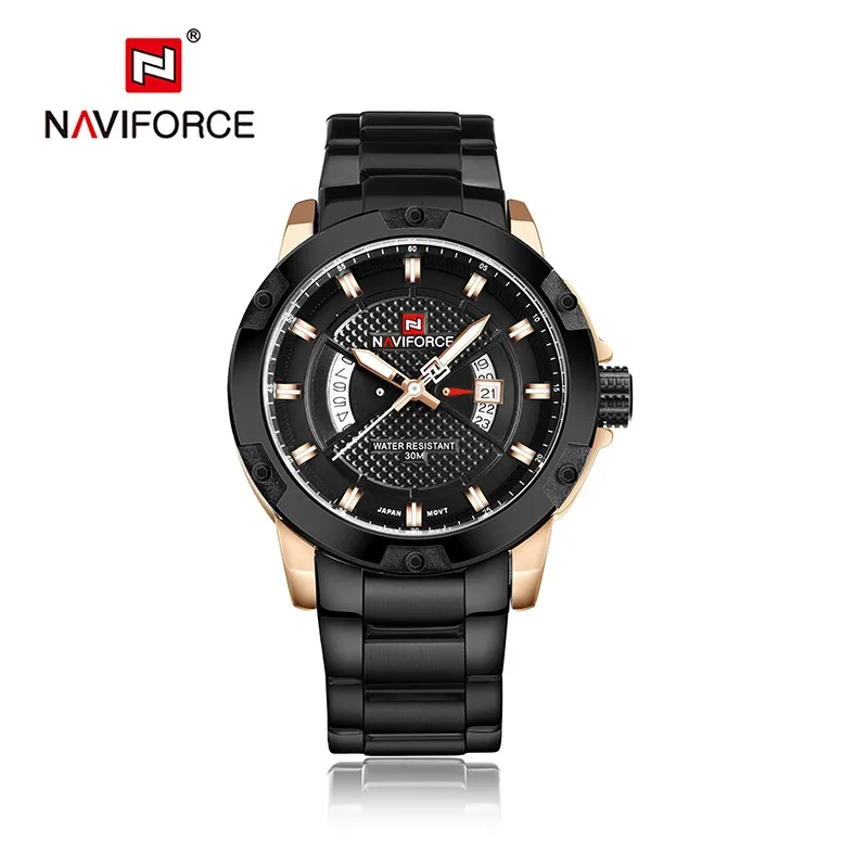 

Men watches NAVIFORCE luxury sport quartz watches silver business steel watch 30M waterproof auto date wristwatches reloj hombre