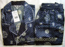 Blue Chinese Men’s Silk Rayon 2pc Nightwear Robe sleepwear Pyjamas Sets Bath Gown S M L XL XXL XXXL SH017