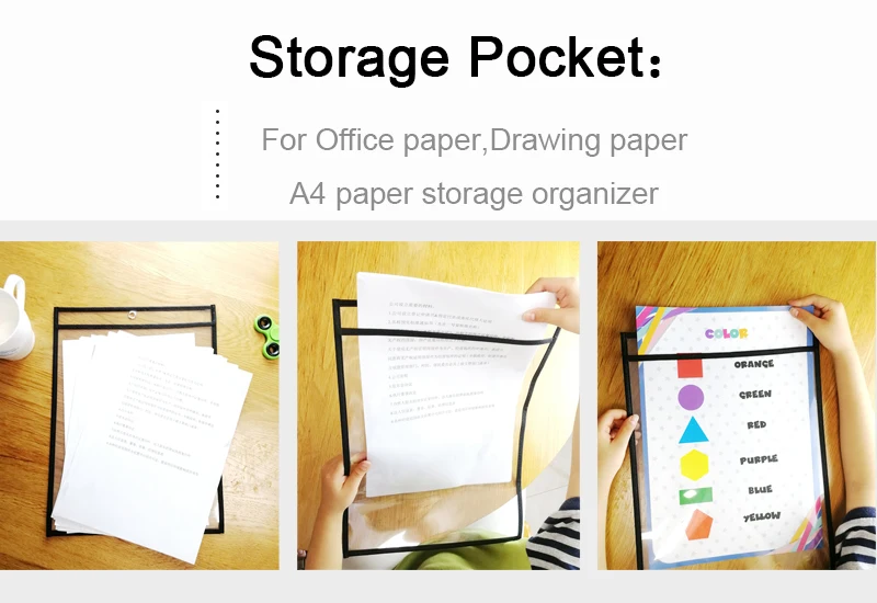 Two sided reusable write and wipe pockets for worksheets