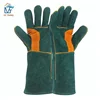 Heat Resistant Cow Split Leather Green Welding Safety Gloves