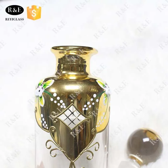 200ml Golden Decanter/gold Display Glass Bottle For Essential Oil