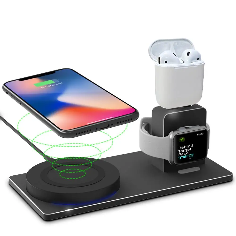 

Wireless Charger Stand for Apple Phone iPhone Watch AirPod Charging Station for Apple Watch 38 42mm 3 2 1, Black