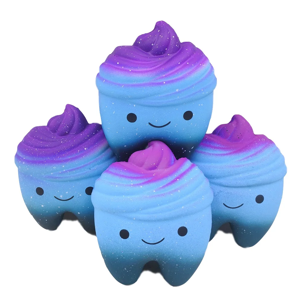
Soft stress reliever smiley face blue starry beautiful jumbo pack galaxy squishy tooth 