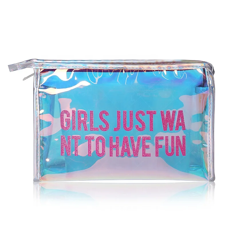 

Jelly PVC Zipper Bag Holographic Makeup Bag Shiny Hologram Cosmetic Pouch, Customized color