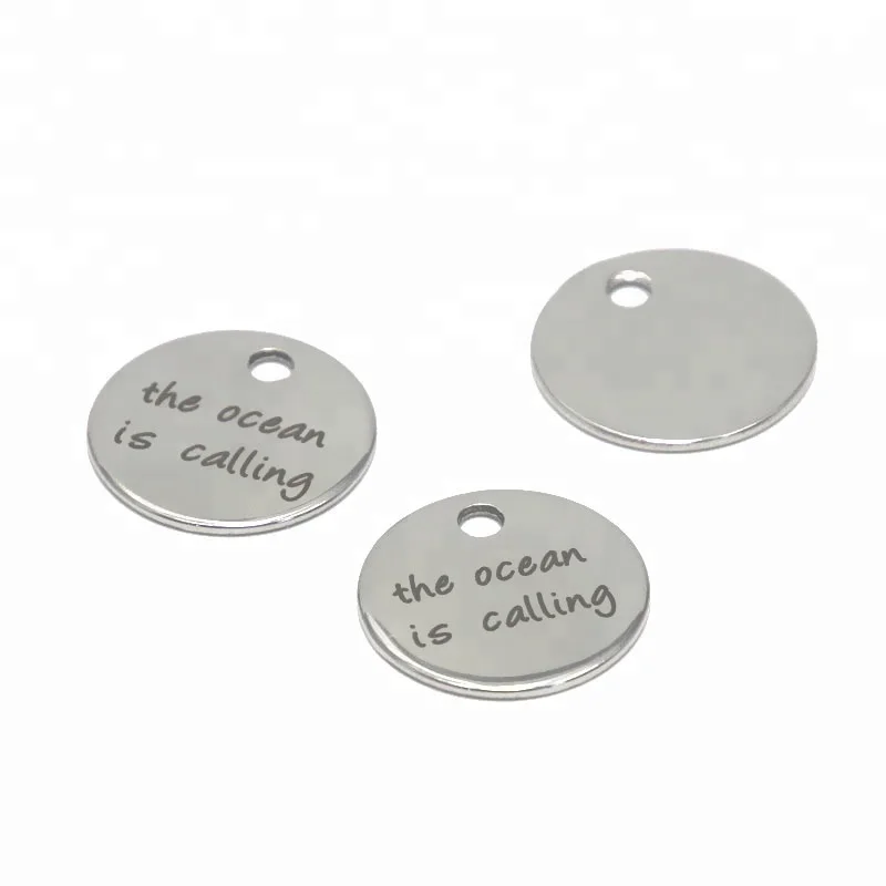 

Beach charm The ocean is Calling message Charm pendant 20mm, Silver