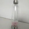 Fashion BPA Free Crystal Infused Glass Water Bottle with Stainless Steel Lid and Protective Sleeve