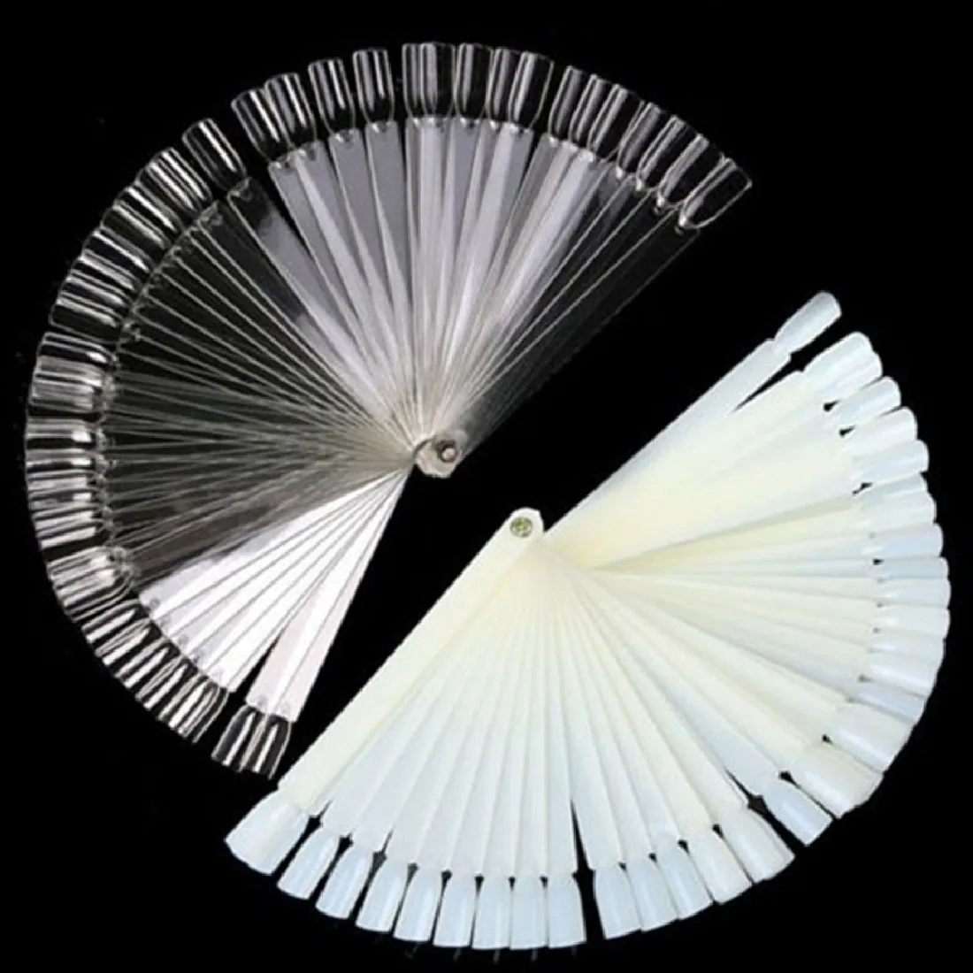 2016 hot sale False Clear Nail Art Tips Board Sticks Polish Display Fan Practice Tool 50pcs