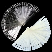 2016 hot sale False Clear Nail Art Tips Board Sticks Polish Display Fan Practice Tool 50pcs