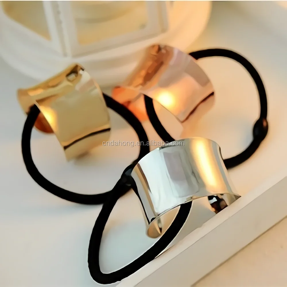 Custom Ponytail Holder Gold Silver Zinc Alloy Metal Half Circled