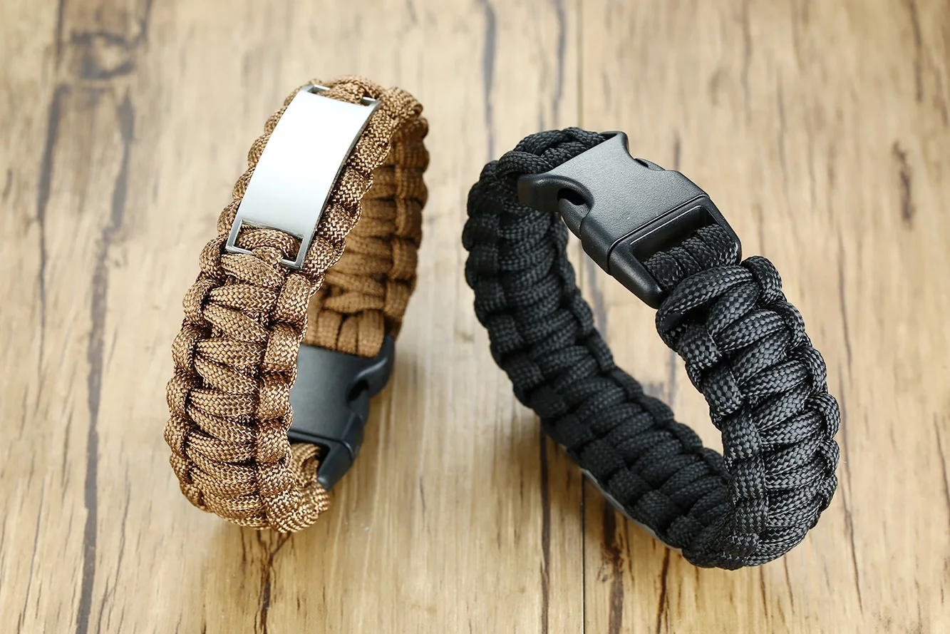 Custom Logo Stainless Steel Plate Paracord Survival Bracelet Buy