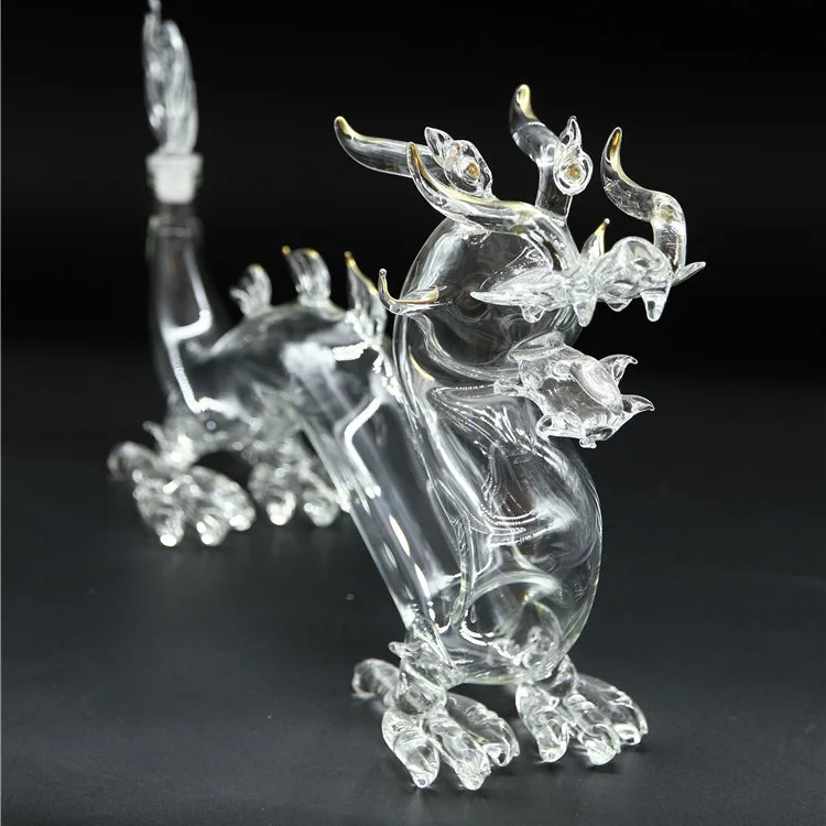 Unique Custom Empty 750ml Glass Dragon Shaped Liquor Handmade Animal