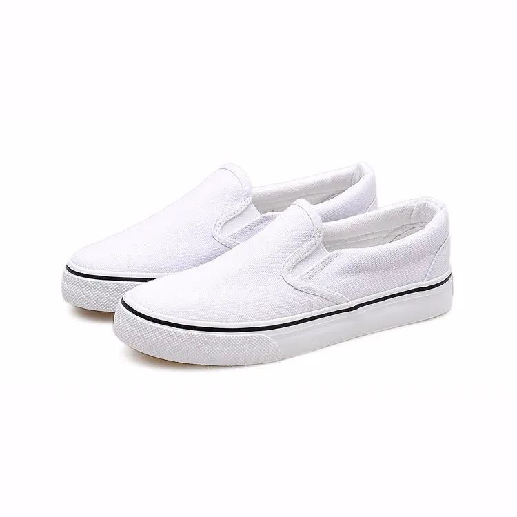 Unisex Women Men Plain White Canvas Slip-on Shoes Flat Wholesale ...