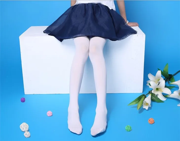 BT00006 Wholesale Children Nylon Spandex White Black Dance Ballet Pantyhose