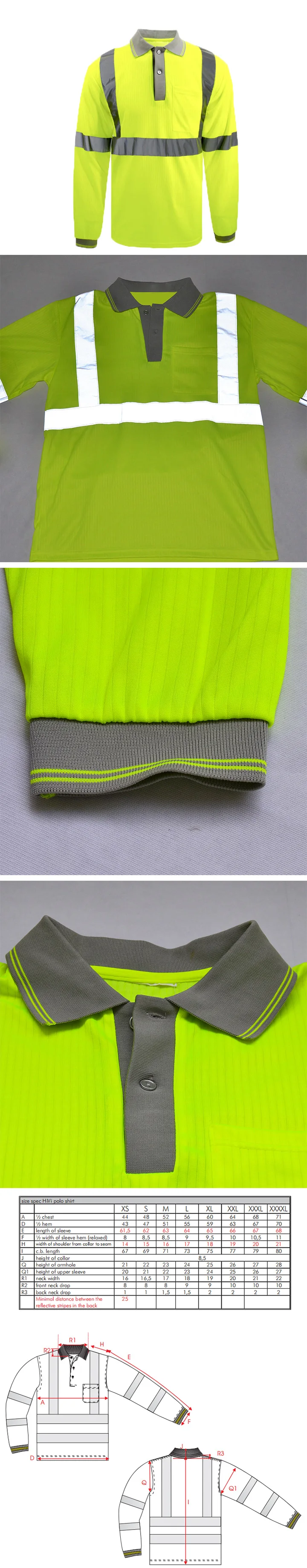 Drop Needle Fabric Class 3 High Reflective Long Sleeve Hi Vis Work Shirt