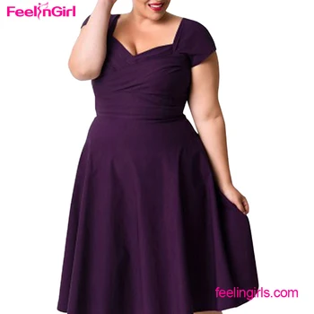 Big Quantity Purple Summer Plus Size Fashionable Dress For Fat Women ...