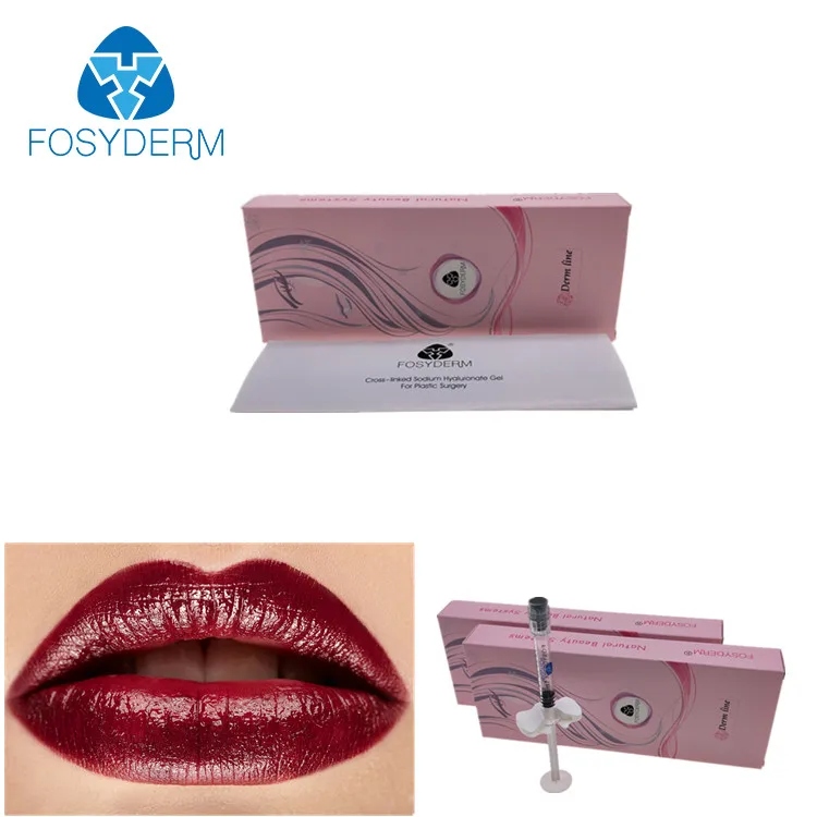 

Fosyderm 2ml Derm Line Hyaluronic Acid Dermal Filler Hyaluronate Acid Gel for Lip Enhancement with 30G BD Needle, Transparent