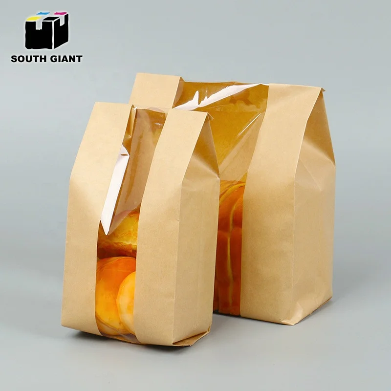
Manufacture Direct Custom Bread Packaging Paper Bag with Clear Window 